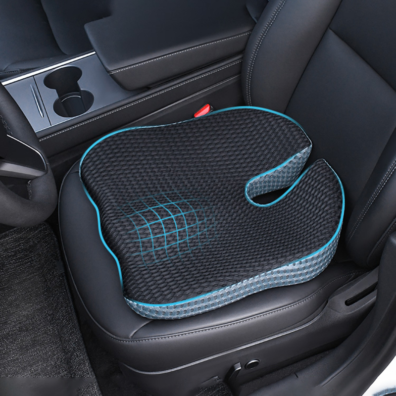Car Seat Cushion Memory Foam - เบาะรองนั่งในรถยนต์แบบเออร์โกโนมิกส์พร้อมปลอกหุ้มสำหรับการขับขี่ เพิ่มการระบายอากาศและการรองรับ เบาะรองนั่งในรถยนต์เพื่อปรับปรุงการมองเห็น/ท่าทาง