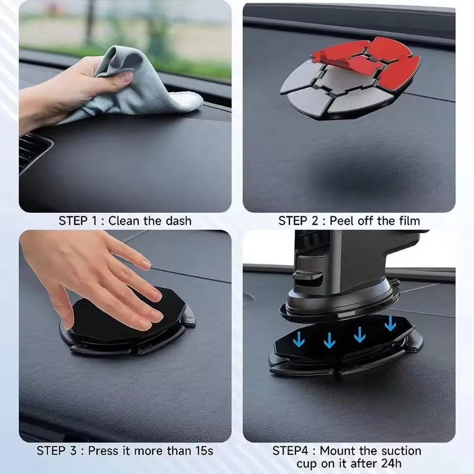 Car Accessories Phone Holder - แผ่นยึดโทรศัพท์แบบดูดติดกระจกรถยนต์ สำหรับแผงหน้าปัดโค้ง ป้องกันการลื่น ใช้ได้กับรถยนต์ทั่วไป