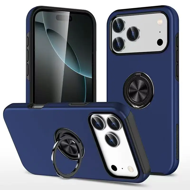 Car Phone Holder Magnetic - เคสโทรศัพท์กันกระแทกแบบด้านพร้อมขาตั้งแม่เหล็กในรถยนต์สำหรับ iPhone 17 Air 16E 13