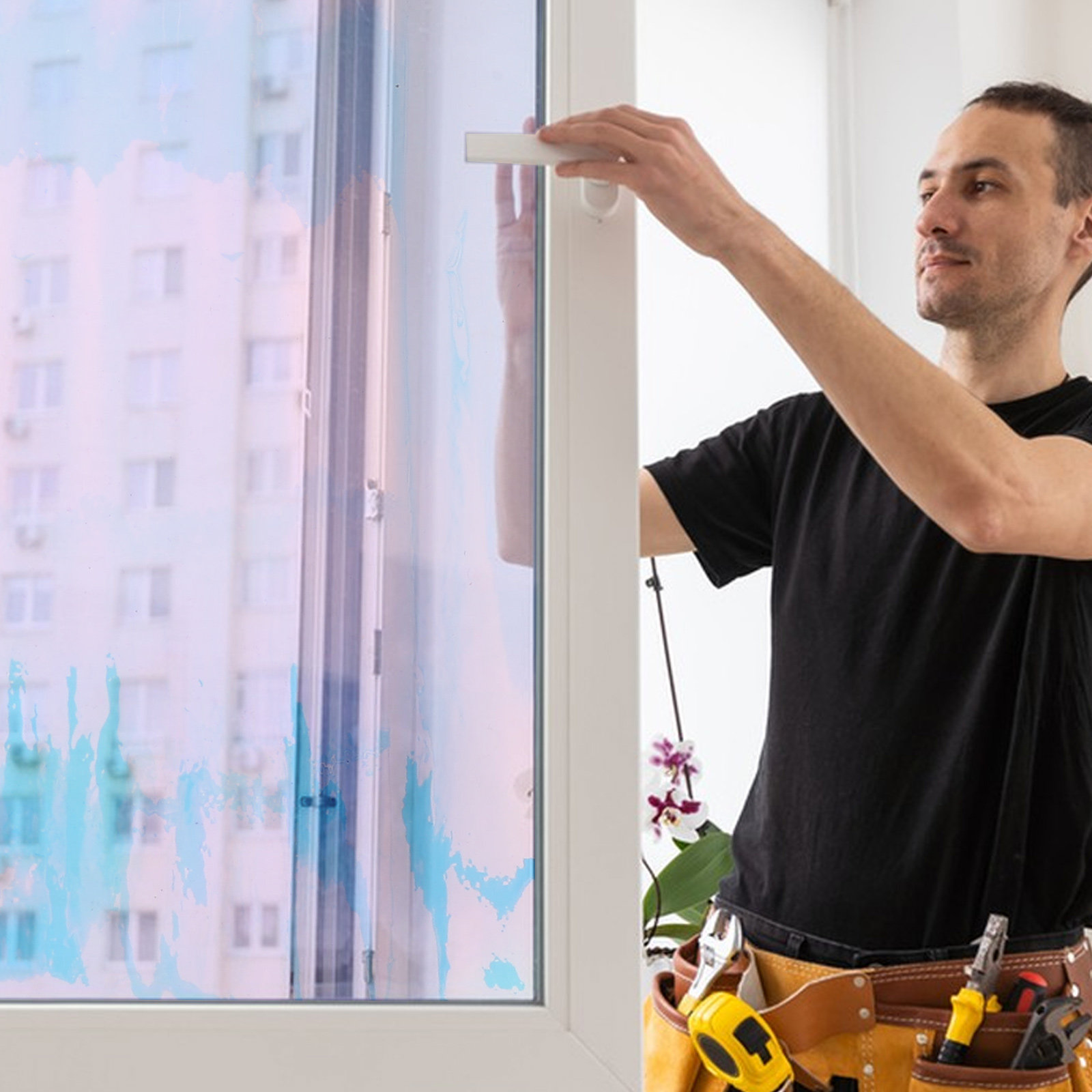 Tinted Window Film - ฟิล์มหน้าต่างโฮโลแกรมใส ฟิล์มกระจกสีรุ้งแบบติดเอง ฟิล์มตกแต่งเพื่อความเป็นส่วนตัว ฟิล์มกระจกดิโครอิกสำหรับตกแต่งหน้าต่างบ้านและสำนักงาน