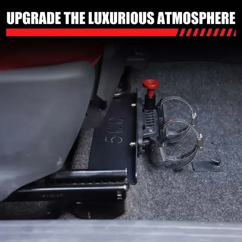 Car Accessories Under 500 - สำหรับ Fiat 500 2016-2025 อะลูมิเนียมอัลลอยด์สีดำ ที่วางของใต้เบาะรถยนต์แบบปรับได้