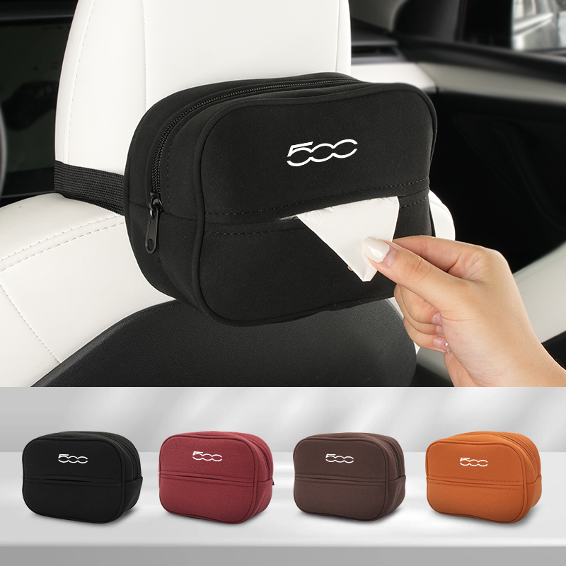 Car Accessories Under 500 - กล่องกระดาษทิชชู่ติดหลังเบาะรถยนต์ ถุงเก็บของ ที่ใส่กระดาษเช็ดปาก อุปกรณ์เสริมสำหรับรถยนต์ FIAT 500