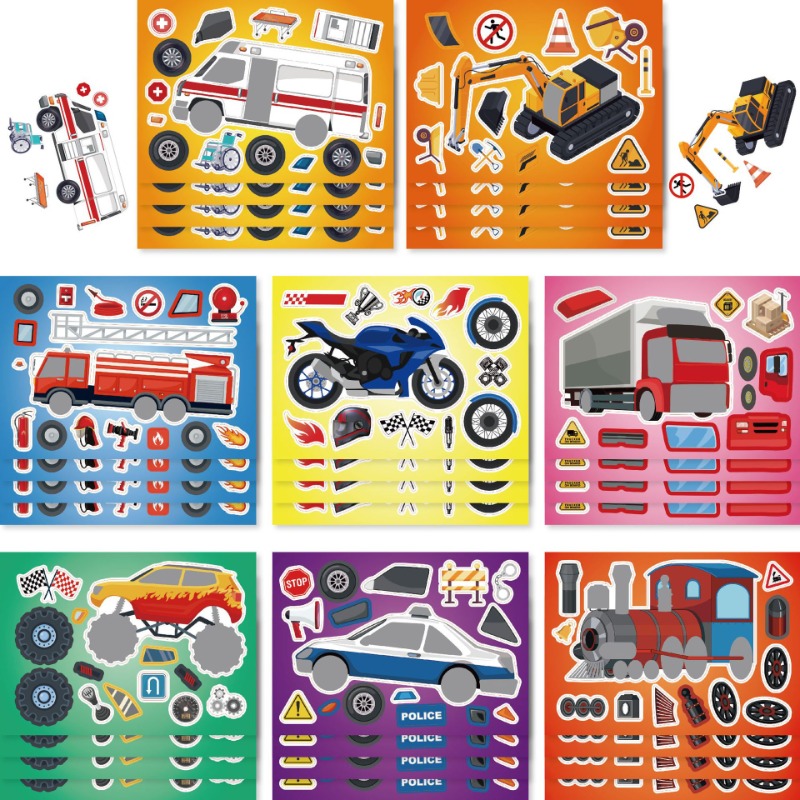 Car Accessories Girl - 8 แผ่นวิศวกรรมยานพาหนะสติกเกอร์ Make-a-Face ประกอบตลก DIY Decal