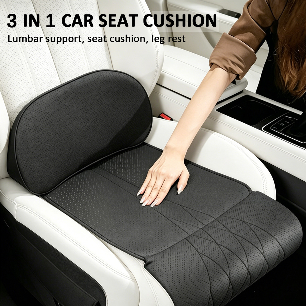 Car Seat Cushion Memory Foam - เบาะรองนั่งในรถยนต์ เมมโมรี่โฟม รองรับขาและหลังส่วนล่าง แบบยืดได้ ใช้ได้กับรถยนต์ทั่วไป ผ้าหนังกลับกันลื่น