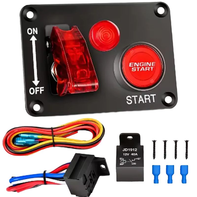 Car Accessories Light - อุปกรณ์เสริมรถยนต์รถแข่ง 12V ไฟจุดระเบิด ปุ่มสตาร์ท สต็อป สวิตช์แบบกด