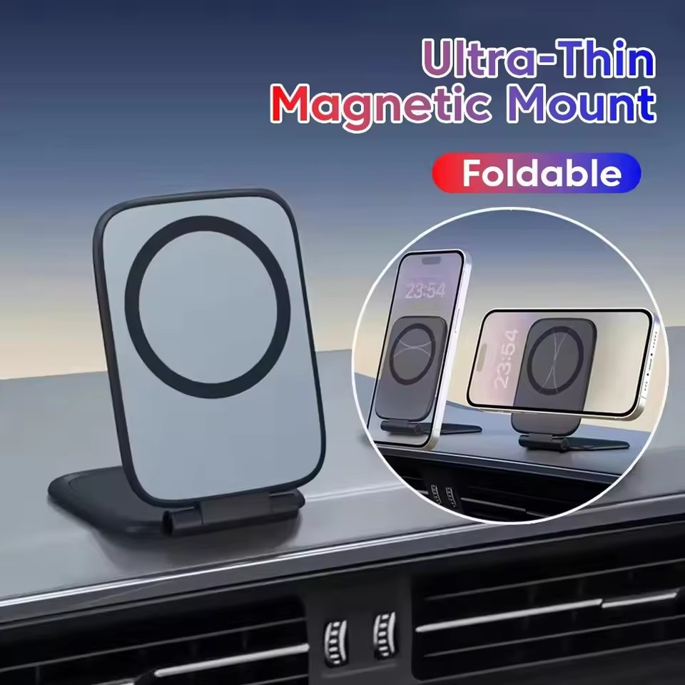 Car Accessories Phone Holder - ที่วางโทรศัพท์แม่เหล็กบางเฉียบแบบพับได้ ที่ยึดโทรศัพท์มือถือในรถยนต์แบบแม่เหล็ก แท่นวางอเนกประสงค์สำหรับนำทางในรถยนต์