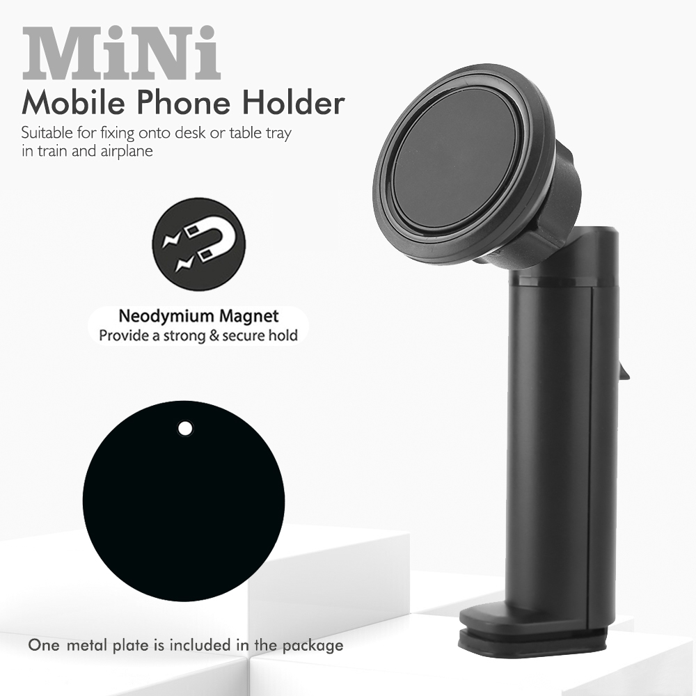 Car Accessories Phone Holder - ที่วางโทรศัพท์มือถือแบบแม่เหล็กขนาดเล็ก หมุนได้ 360 องศา เหมาะสำหรับแผงหน้าปัดรถยนต์ โต๊ะทำงาน